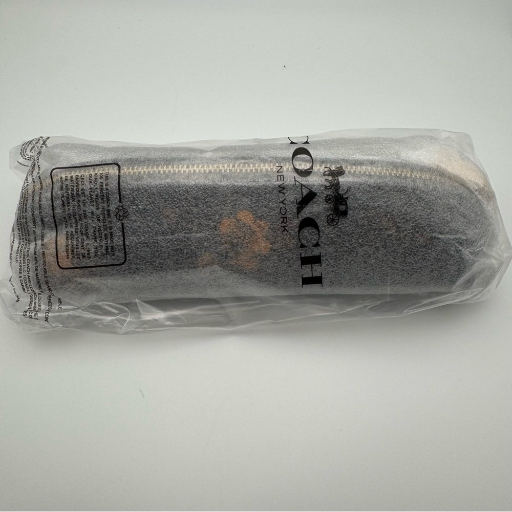 Coach CCI83 Signature Canvas Floral Print Pencil Case Walnut Yellow NWT - Picture 13 of 15